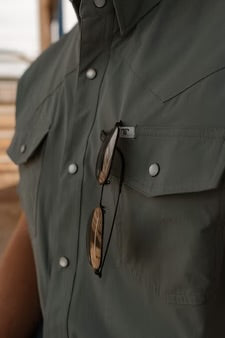 Men's Aqua Short Sleeve Pearl Snap Shirt