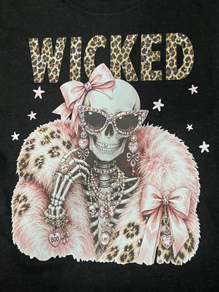 Wicked Skeleton Blingy Rhinestone Graphic Tee