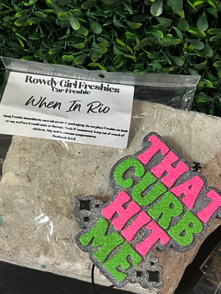 Hand painted That Curb Hit Me car freshie air freshener, photo 2