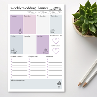 Weekly Wedding Planner: 50-Page Tear Off Notepad