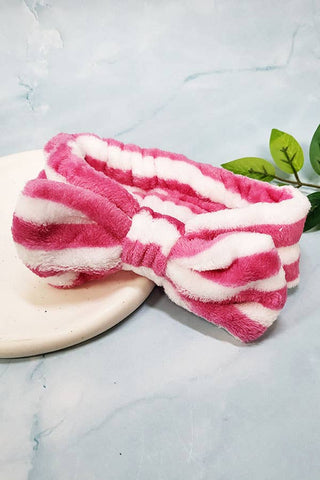 Pink Pattern Bow Spa Headbands