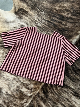 V-Neck Stripe Top Short Sleeve