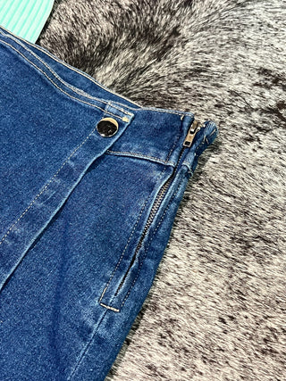 Stretch Denim Wrap Skort