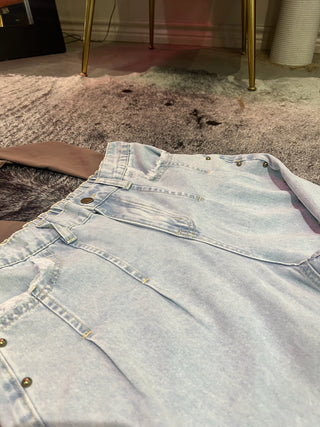 Studded Side Detail Split Leg Frayed Wide Leg Jeans