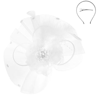 Floral Feathered Loopy Bow Organza Fascinator