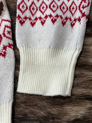 Holiday Bear Motif Crew Neck Knit Sweater