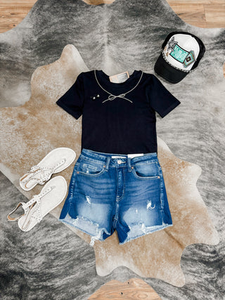 Raw Frayed Hem Cutoff Side Slit Denim Shorts