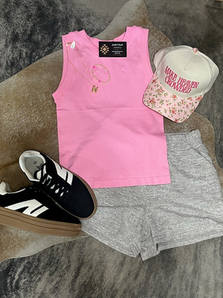 Pink Thick Banded Tank Top