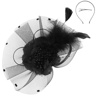 Floral Feathered Loopy Bow Organza Fascinator