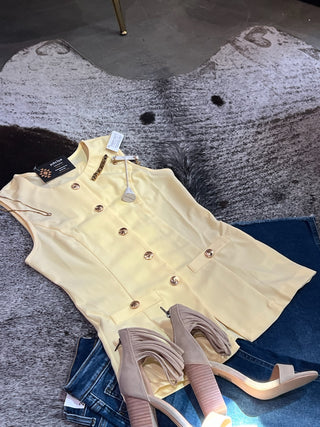 Sleeveless Button Front Vest Top