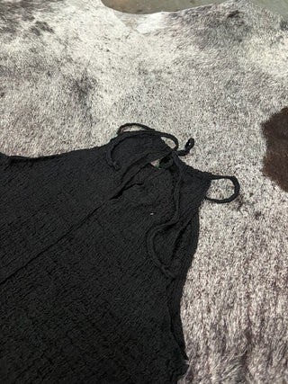 Black Textured Halter Overlay Top