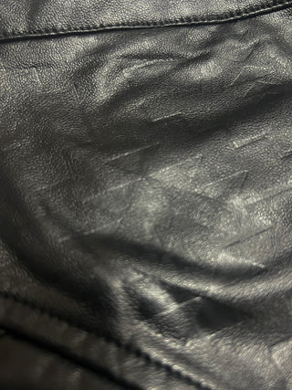 Black leather midi skirt