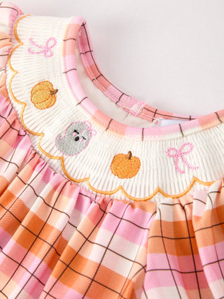 Baby Fall Smock Embroidered Plaid Romper