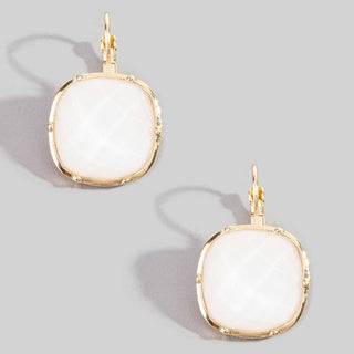 Faceted Cushion Stone Leverback Drop Earrings