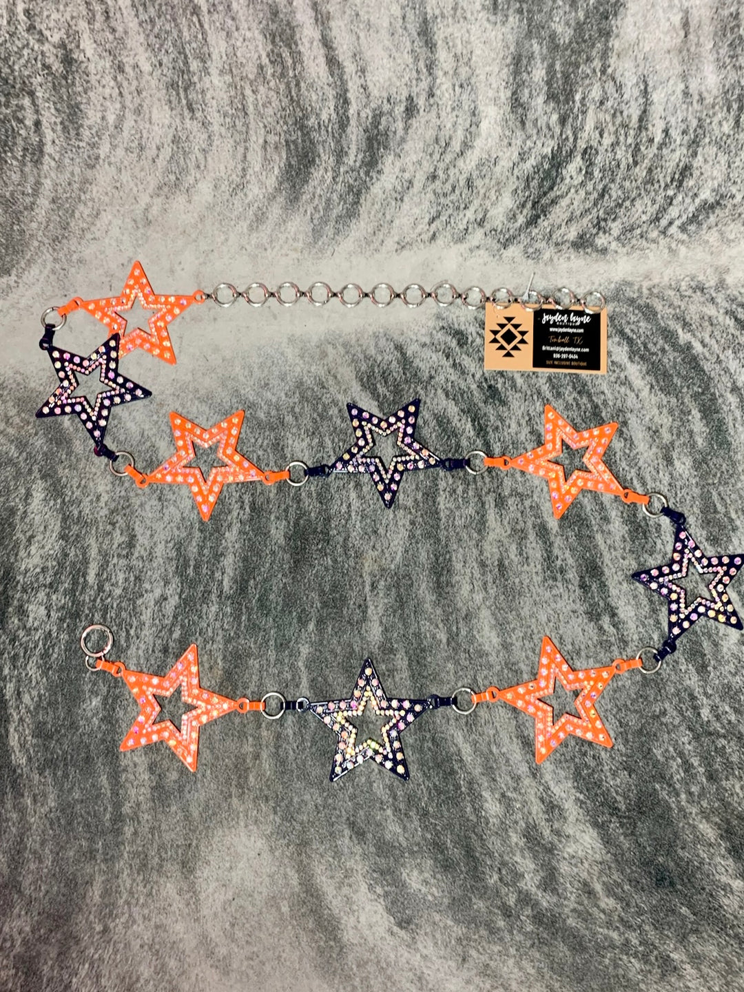 Orange and Blue Star Concho Belts