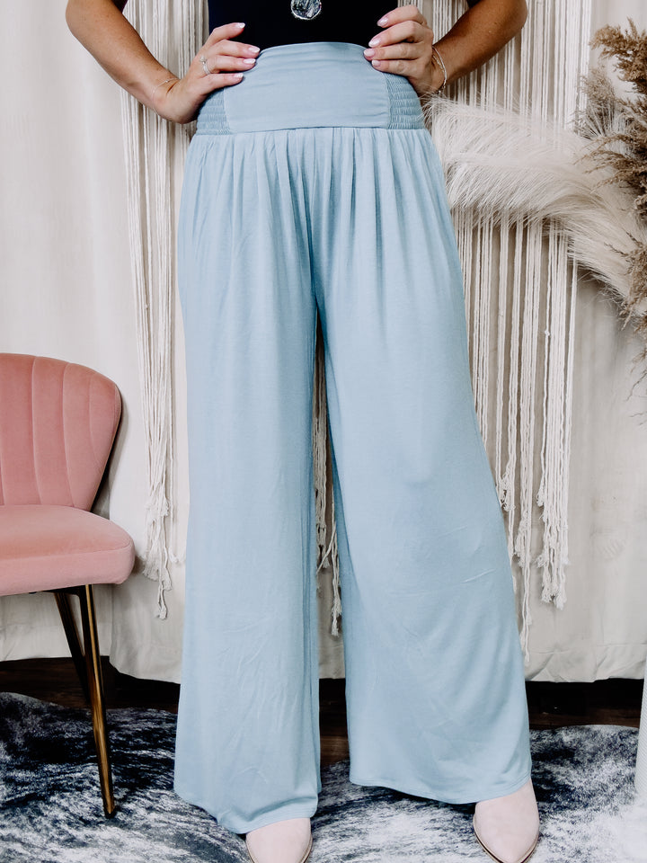 Blue Grey Jessie Wide Leg Pants