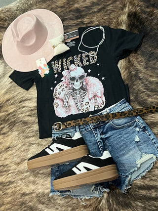 Wicked Skeleton Blingy Rhinestone Graphic Tee