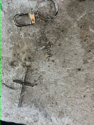 Crystal Cross Carabiner Bag Charm