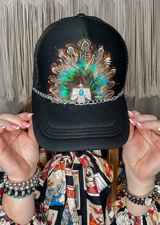 Custom Black Feather Trucker Hat