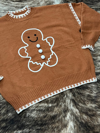 Gingerbread Charm Contrast Rib Sweater