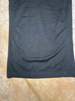 Seamless black v-neck short sleeve top