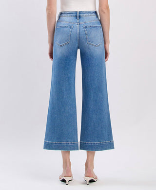 Flying Monkey medium wash high rise crop wide leg jeans, additional view