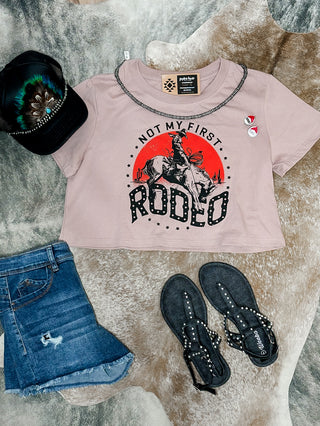 Mauve Not My First Rodeo Cropped Graphic tee