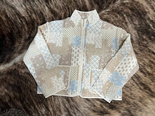 Patchwork Quilted Zip-Up Jacket