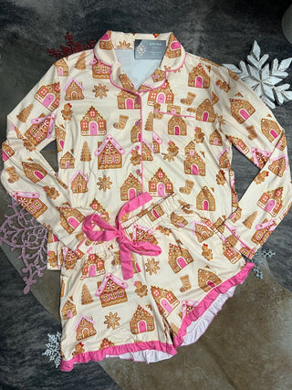 Pink Gingerbread Ruffle Pj Set