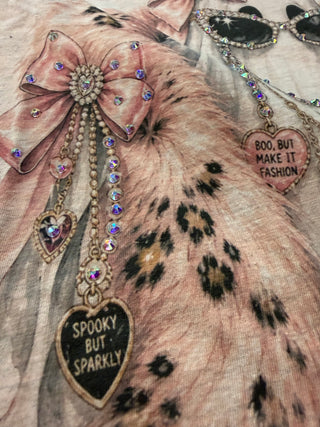 Pink Spooky Blingy Rhinestone Graphic Tee