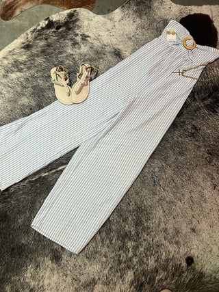 Seaside Stripe Strapless Wide-Leg Jumpsuit