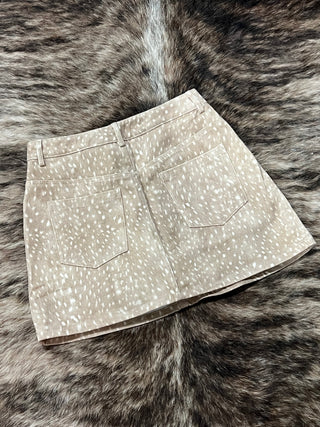Fawn Print High Rise Five-Pocket Mini Skort