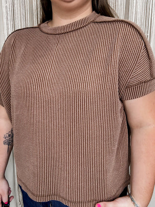 Raised Ribbed Cuff Sleeve Top