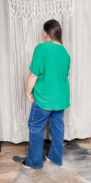 Curvy Kelly Green Evelyn Airflow Dolman Top