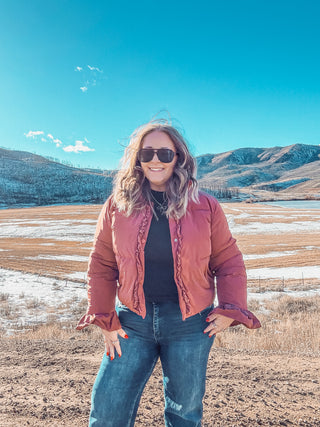 Marsala Ruffle Puffer Jacket