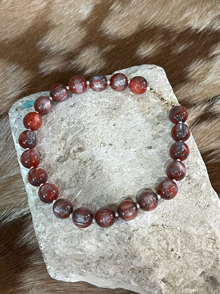 Dopamine colorful beaded necklace in red