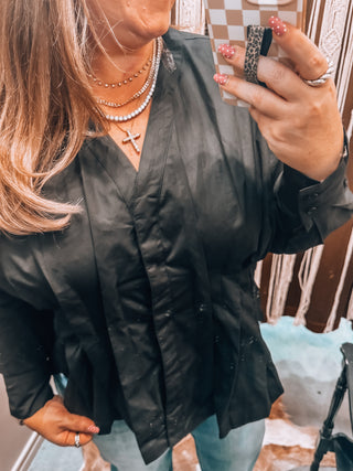Plus Size Black 3/4 Sleeve Blouse