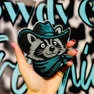 Hand painted cowboy raccoon car freshie