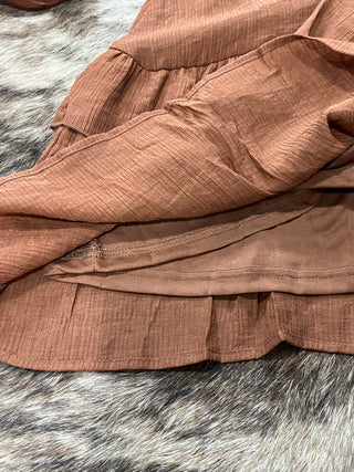 Ruffle Tiered Mini Dress - Caramel