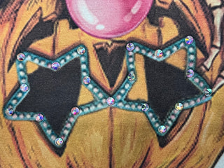 Pumpkin Head Skeleton Rhinestone Halloween Tee