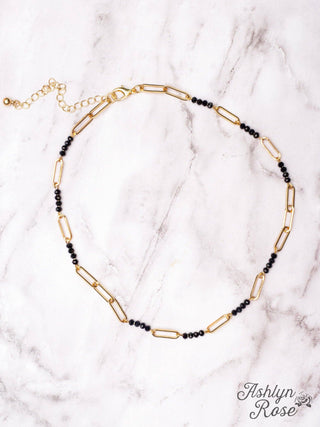 Black Paperclip Gold Chain Necklace