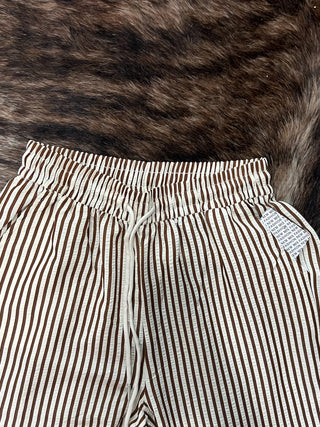 Striped Drawstring Straight Leg Pants (S–3X)