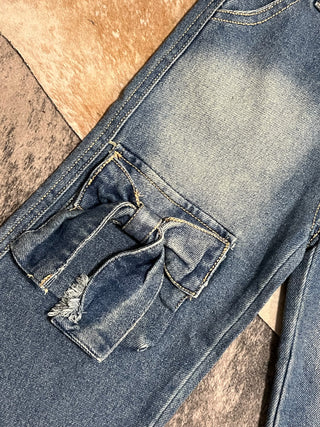 Girls Bow Stretch Wide-Leg Jean
