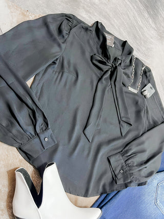 Black necktie long sleeve top