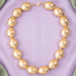Chunky Brushed Oval Bead Collar Necklace