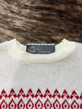 Holiday Bear Motif Crew Neck Knit Sweater