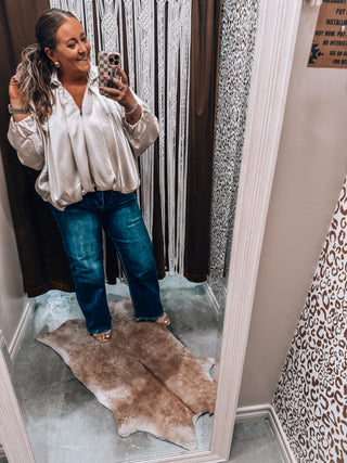 Chic Cream Pleated Bomber Jacket