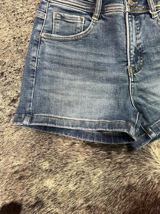 Tummy Control High Rise Bow Detailed Denim Shorts