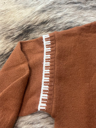 Gingerbread Charm Contrast Rib Sweater