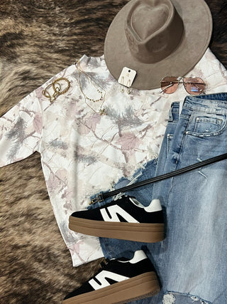 Pink Camo Oversized Mockneck Pullover